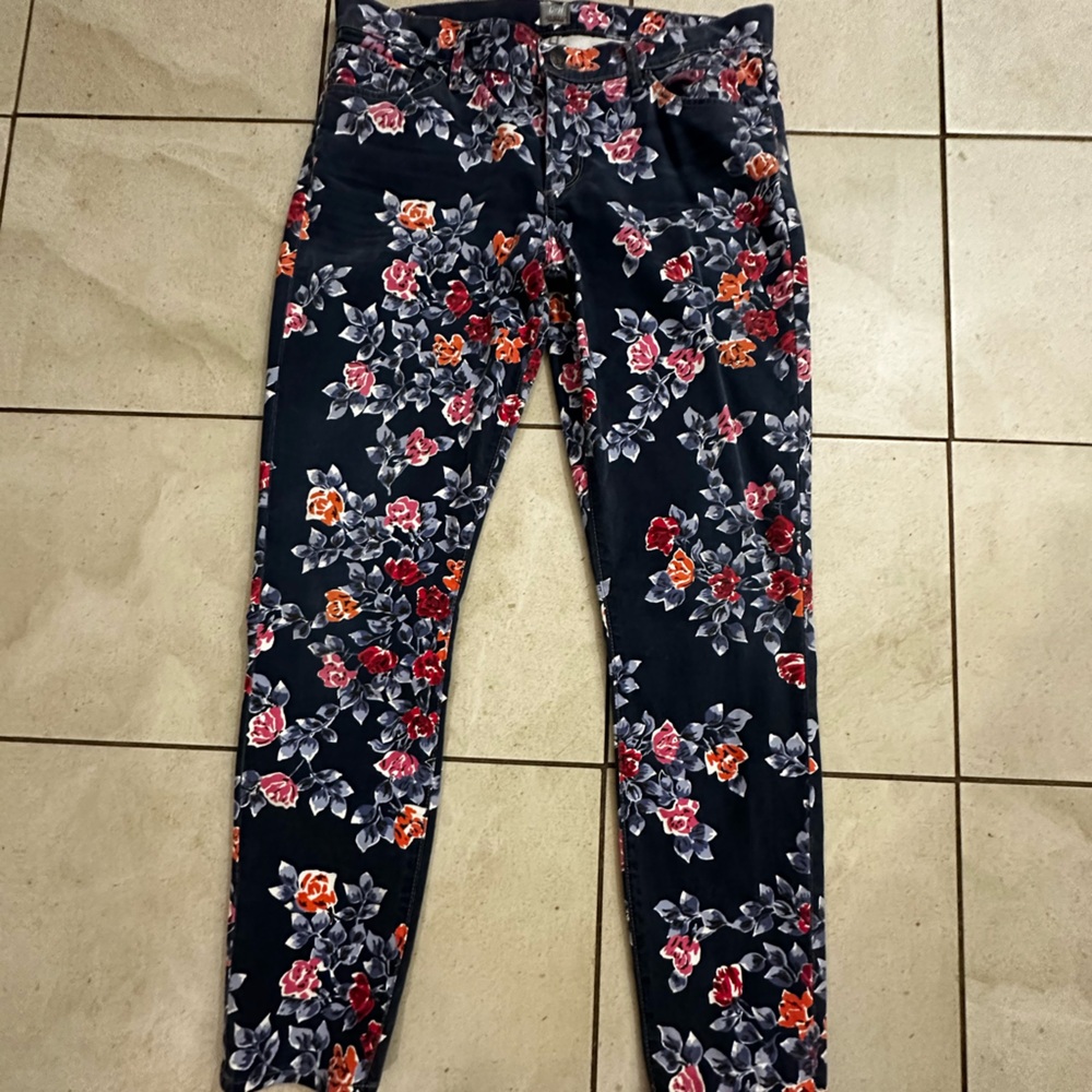 Citizens Of Humanity Navy Floral Cropped Jeans